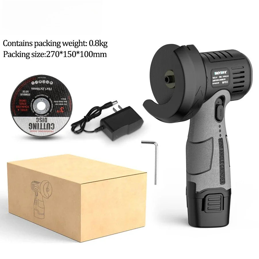 New12V Lithium Battery Mini Angle Grinder Portable Lithium Battery Wireless Small Angle Grinder Grinding Cutting and Polishing M
