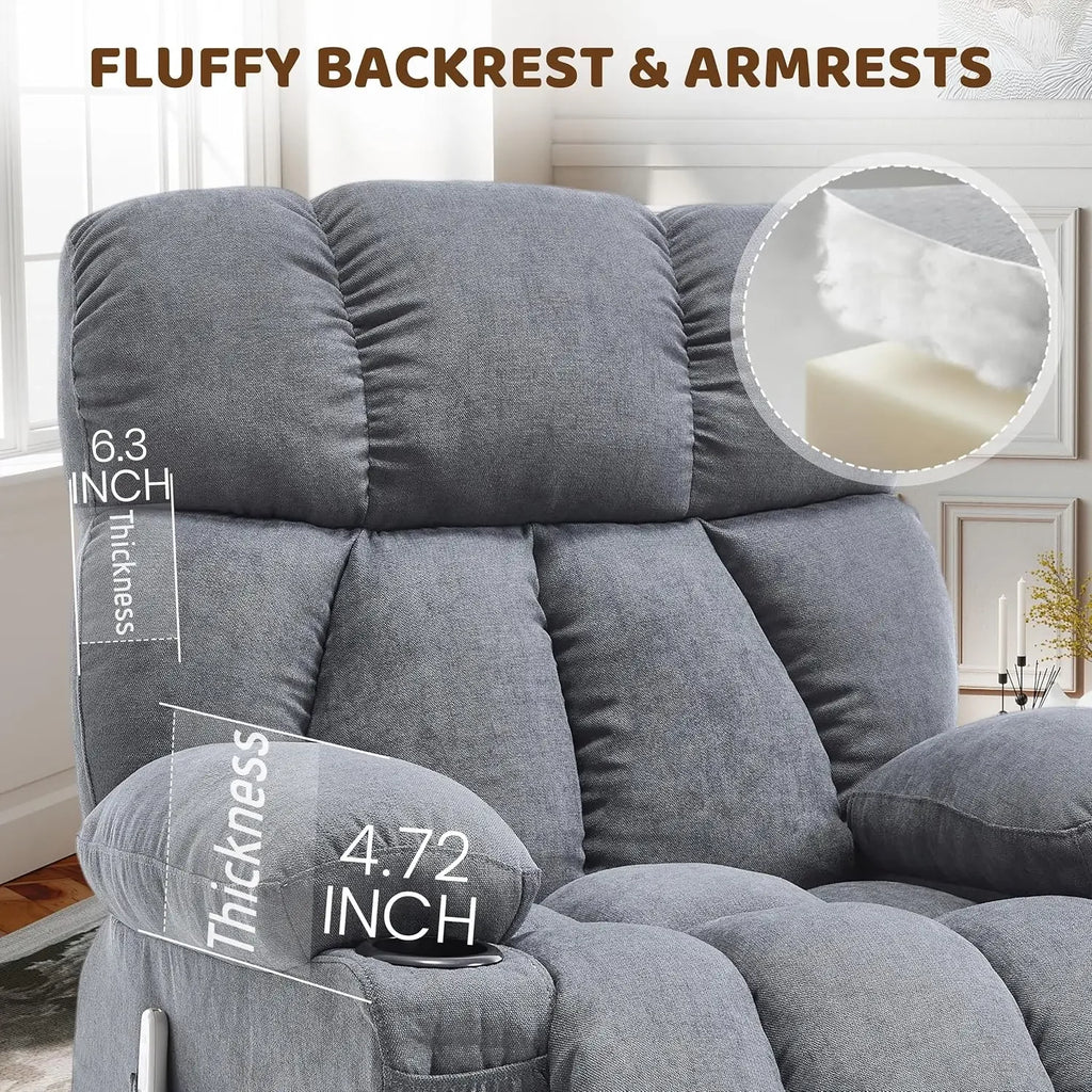 Massage Rocking Recliner Chair, Ergonomic Recliners Sofa with Vibration Massage & Heat, Rocking Chair Nursery Chair for Living R