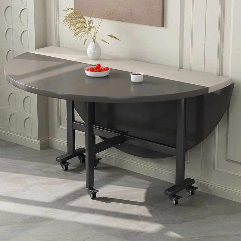 Folding dining table household 10 people small apartment foldable table rental room dining table movable Nordic simplicity