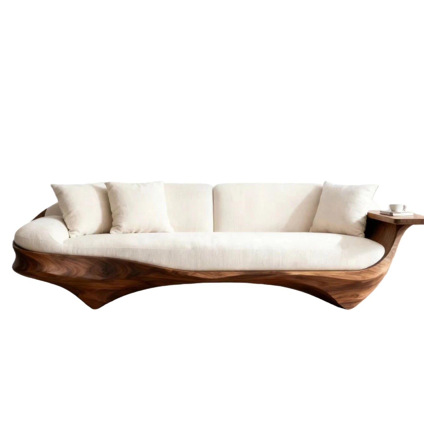 Solid wood, straight row sofa living room light luxury high-end arc design