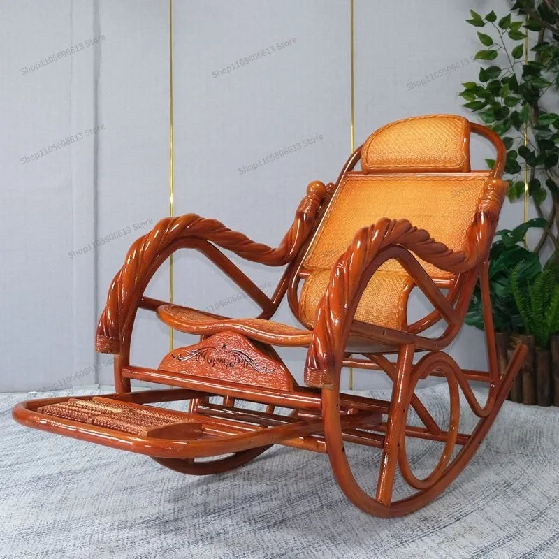 For Rattan Rocking Chair, Recliner Balcony Home Leisure Rattan Rocking Chair Adults Elderly Living Room Courtyard