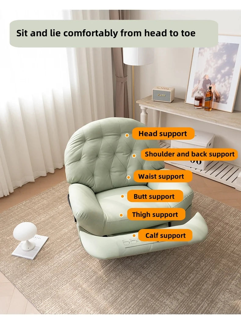 Modern Design Leather Massage Lounge Chair Retractable Frame Living Room Furniture Set Fabric Lounge Chair Sofa