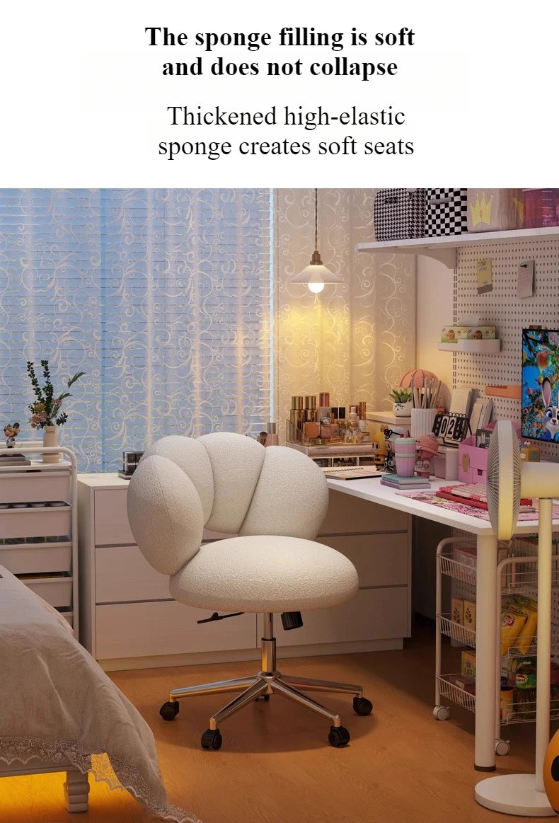 Cream Wind Living Room Chairs Furniture Dressing Stool Rotatable Chair Lamb Wool Small Internet Celebrity Stool Computer Stool