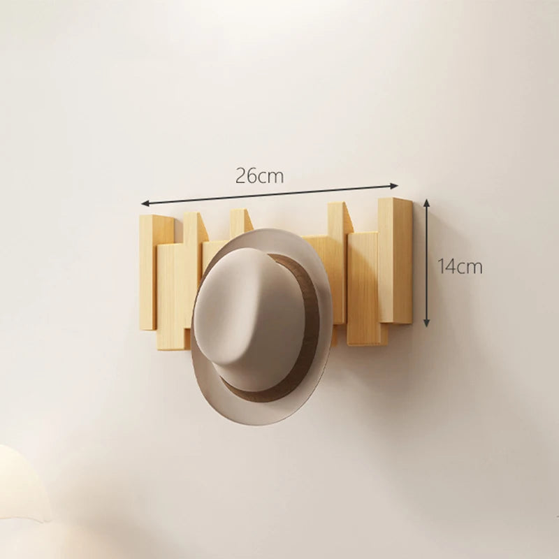 Walnut Wood Coat Rack Wall Mounted Hooks Key Clothes Hanger Hallway Door Home Bedroom Entrance Decor Organizer Rack
