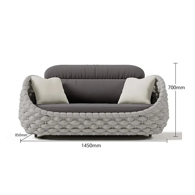 `Outdoor Rattan Sofa Coffee Table Set Waterproof UV Resistant Villa Courtyard Garden Terrace Leisure Wicker Patio Furniture`