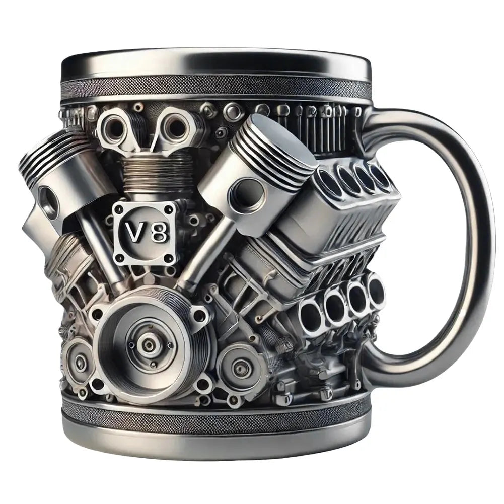 Unique Car Engine Coffee Cup Stainless Steel Cocktail Mug Tea Cup for Car Enthusiasts