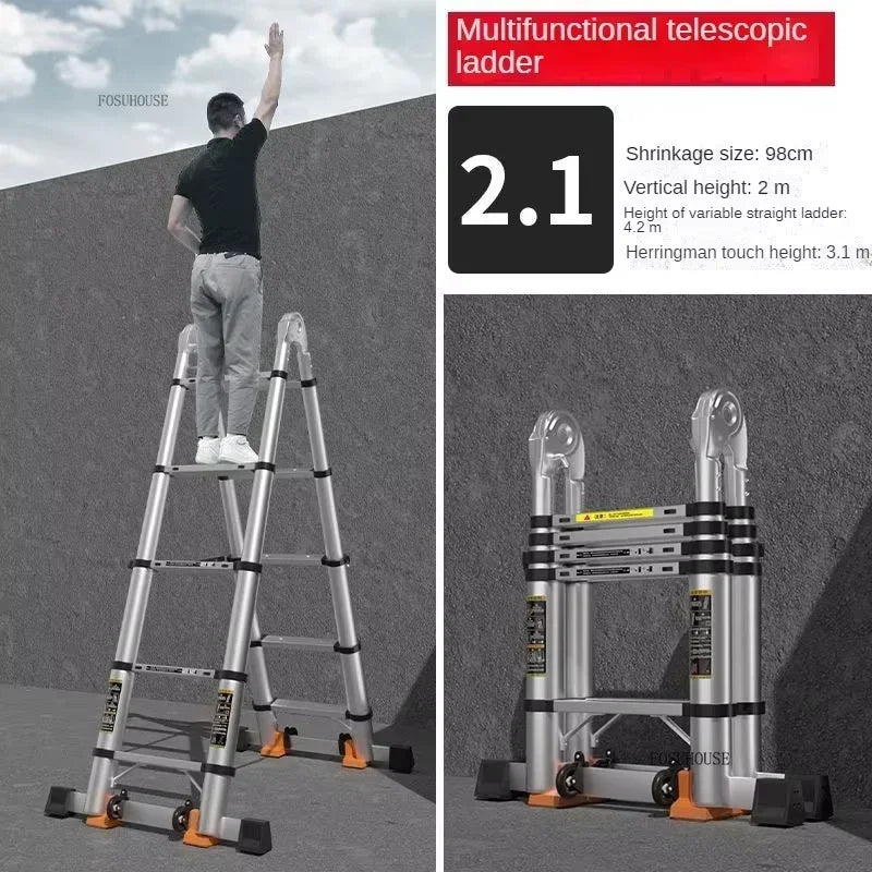Folding Ladder for Construction Site Metal Telescopic Modern Thickened Ladders Creative Multifunctional Step Ladders for Home G