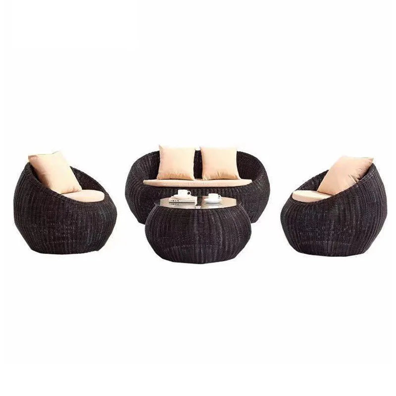 For Outdoor Sofa Villa Courtyard Bar Coffee Restaurant Leisure Furniture Waterproof Sunscreen Rattan Sofa