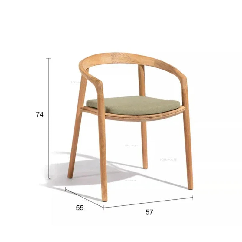 Leisure Solid Wood Outdoor Table Chair Garden Furniture Sets Patio Modern Balcony Three-piece Set Design Creative Home Armchair