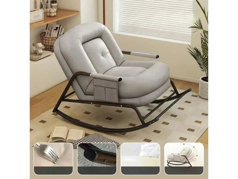Lazy Rocking Chair Household Living Room Adult Balcony Leisure Bedroom Recliner Single Lazy Sofa Human Rocking Chair Muebles