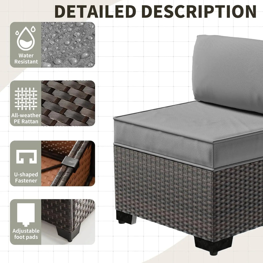 8 Pieces Patio Furniture Set with Fire Pit Table, All Weather Rattan Outdoor Furniture with 29.5'' High Backrest, Customized