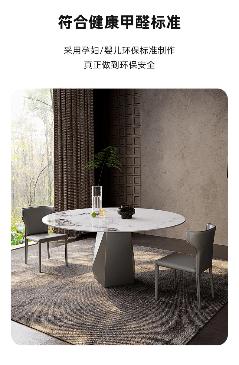 Factory Direct Sales  Light Luxury Glossy Rock Plate Dining Table Round Modern Minimalist Household Round Dining Table