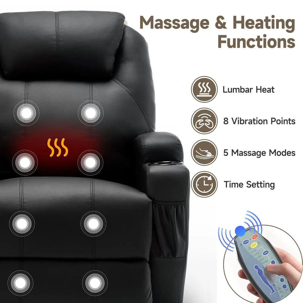 360° Swivel Rocking Recliner Chair with Massage & Heat, Manual Rocker for Adults, Custom
