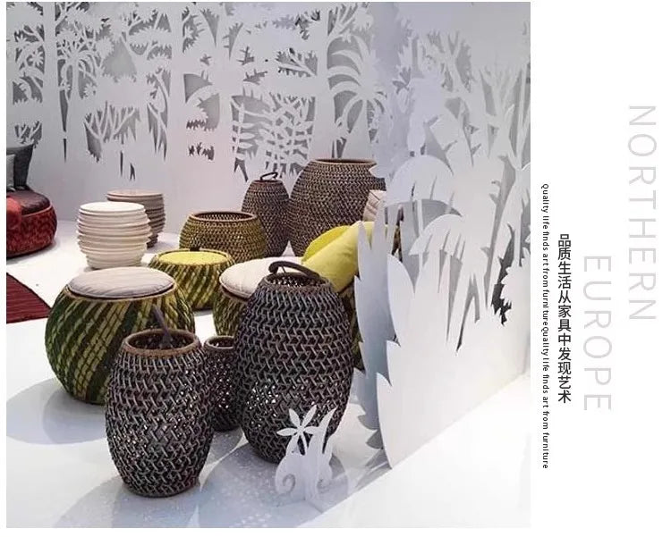 Outdoor rattan weaving leisure creative balcony small furniture outdoor courtyard garden tea table combination