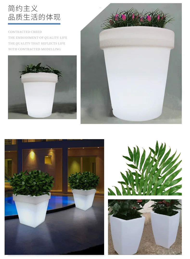 Flower potsHigh potsFloor-to-ceiling flower bed lightsShop windows, hotels, green plants, small potted plants, outdoor shops