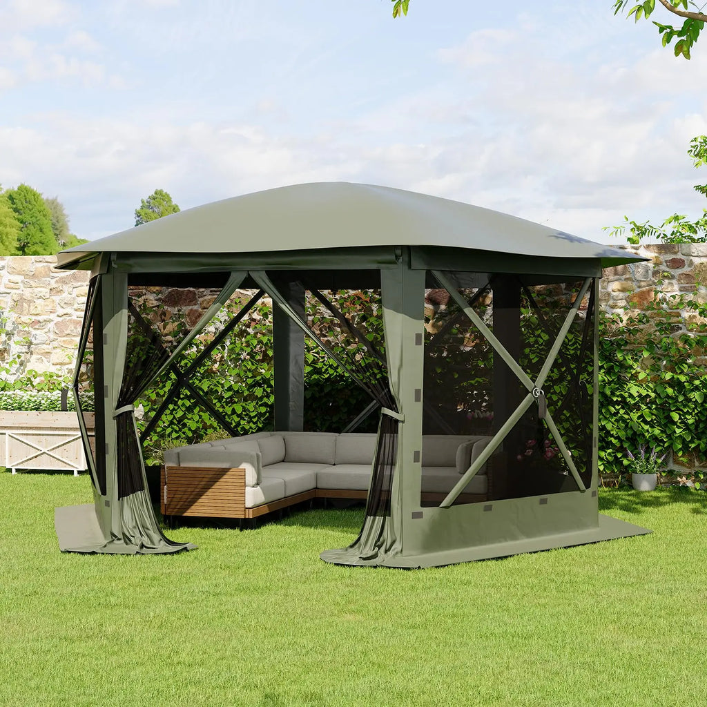 Portable Collapsible Gazebo Screen Tent – 6-Sided, 13FT/11FT, Removable Canopy Top, Bite-Proof Mesh, All-Weather Outdoor Shelter for Camping, Patio, Backyard
