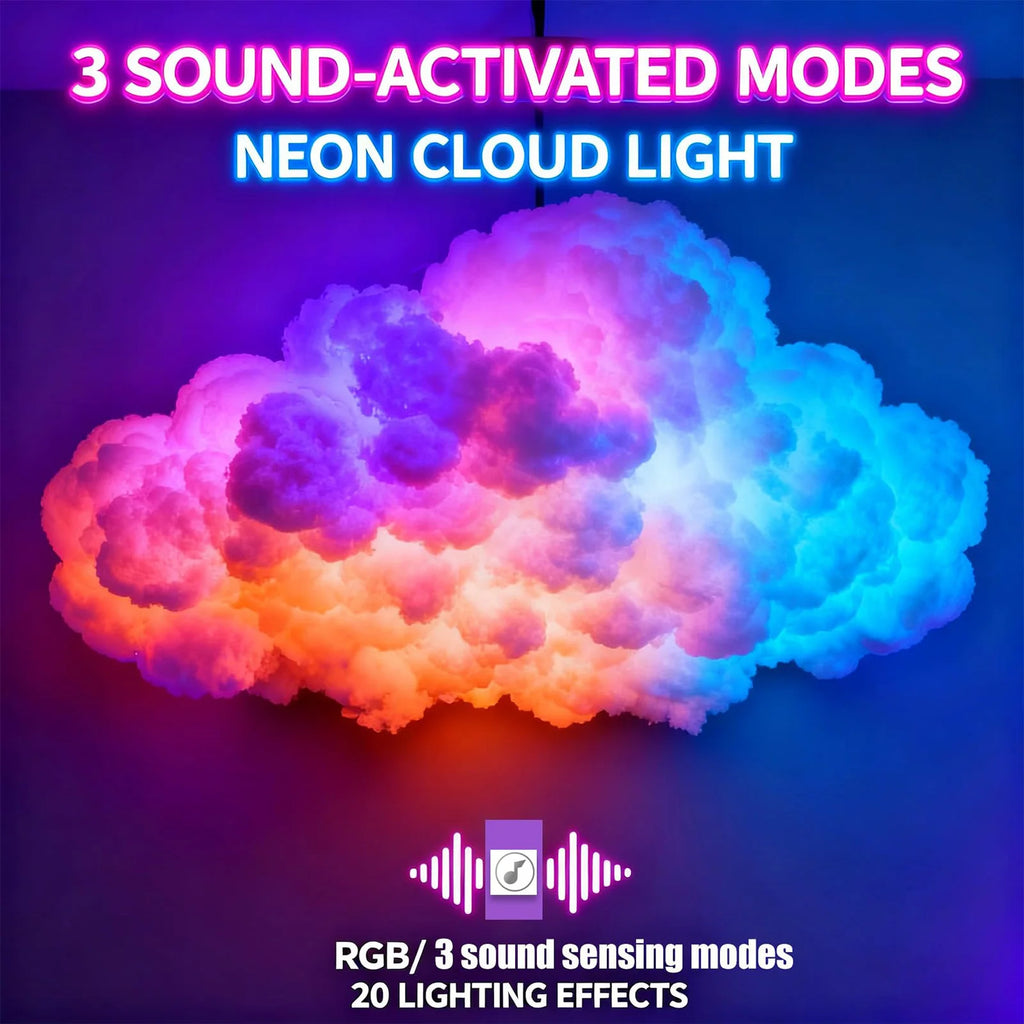 3D Big Cloud Lightning Light USB-Powered LED Cloud Light for Adults Kids Bedroom Home Decor
