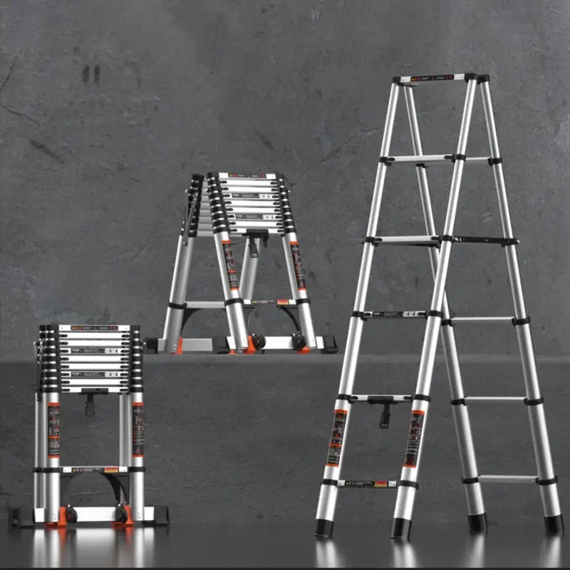 Aluminum Alloy Telescopic Ladder Thickened Stainless Steel Step Ladders Folding Lift Herringbone Ladder Home Portable Ladder B Y