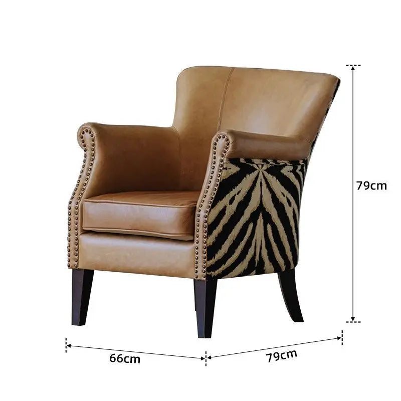 American retro single sofa chair medieval wabi wind living room home bedroom leisure high backrest tiger pattern