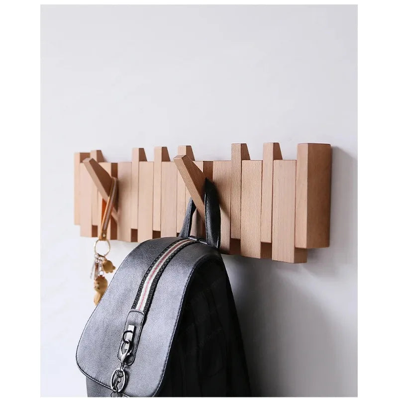 Clothes hook,  solid wood row hook, creative piano key entry, door entry wall, wooden coat rack
