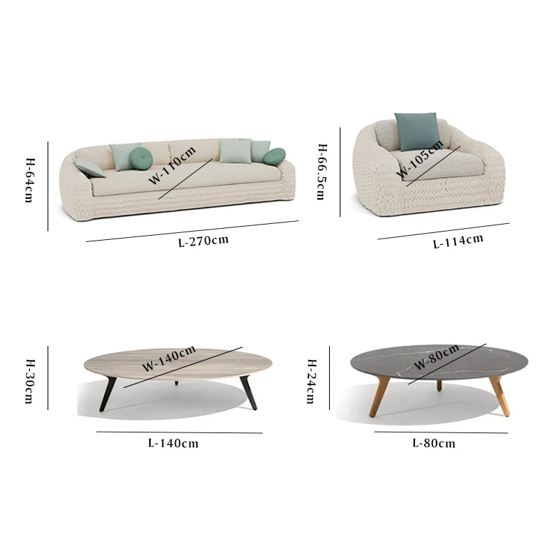 All-weather modern leisure outdoor furniture aluminum frame combination courtyard garden sofa set
