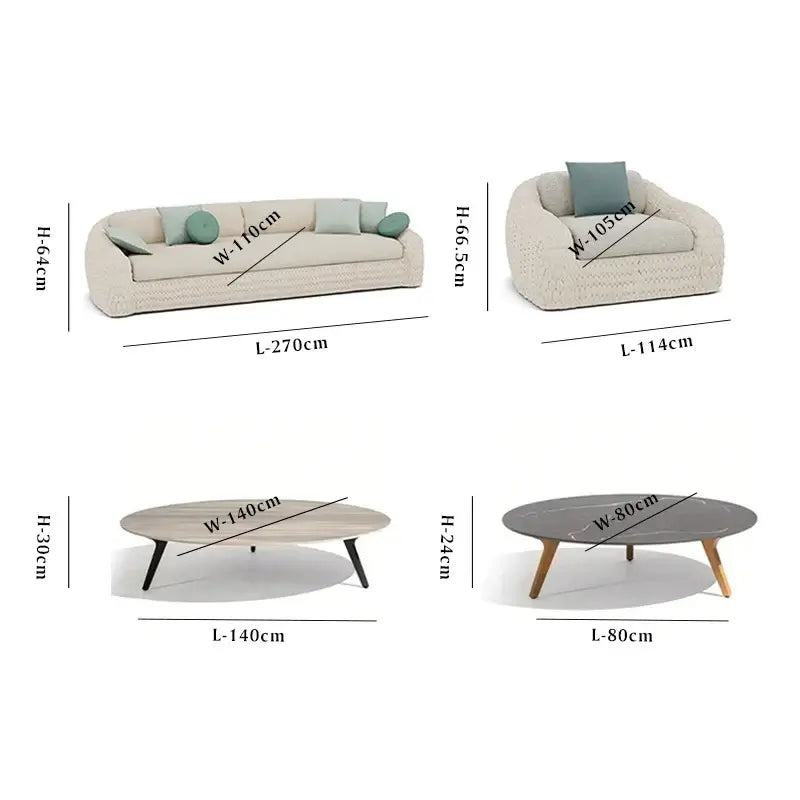 All-weather modern leisure outdoor furniture aluminum frame combination courtyard garden sofa set