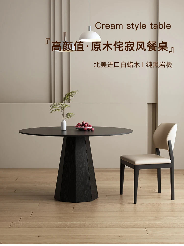 N44 Slate round table home small apartment modern simple dining room dining table solid wood designer high-end feeling