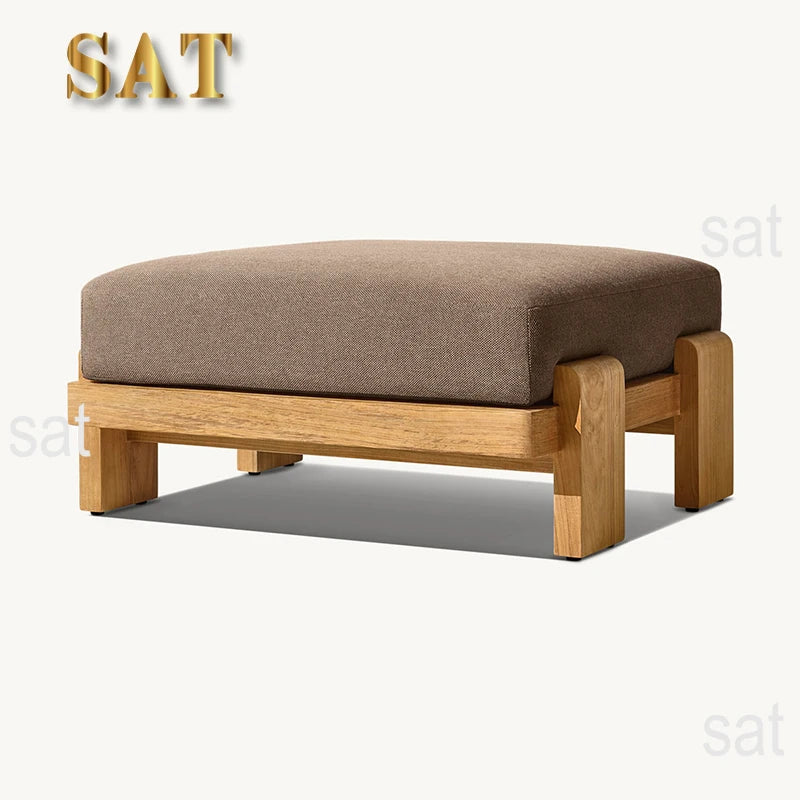 *Modern Luxury European Design Garden Leisure Furniture Teak Wood Footstool Outdoor Resistant Teak With CushionCushion