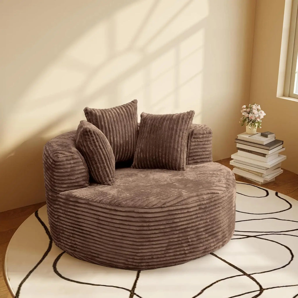 Cloud round sofa chair, vacuum compression single sofa, corduroy living room sofa