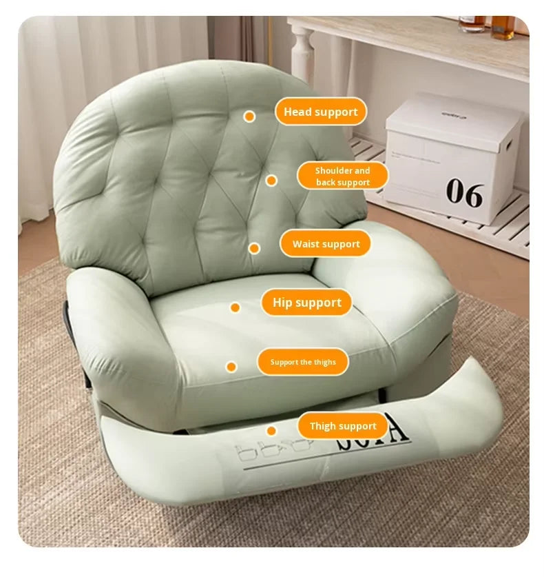 Modern Single Sofa Chair Multifunctional Sleepable Reclining Lazy Sofa Chair Rocking Lying Extendable for Home Living Room