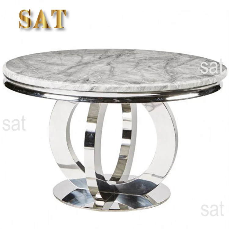 ！@Luxury Round Marble Dining Table Set 4 Chairs
