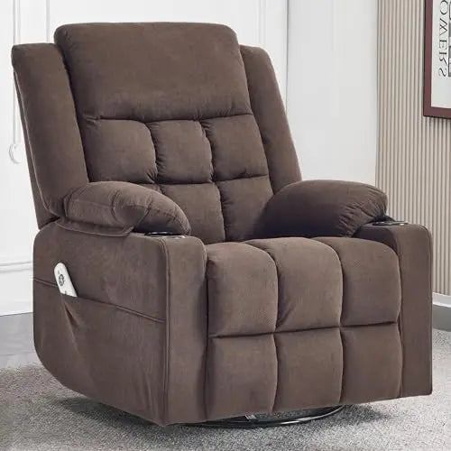 Swivel Rocker Recliner Chair for Adults with Massage and Heat, Cup Holders and Side Pockets, Glider Rocking Reclining