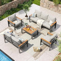 Aluminum Outdoor Patio Furniture Set 7 Seats Sectional with Washable Cushions Coffee Table Waterproof Cover