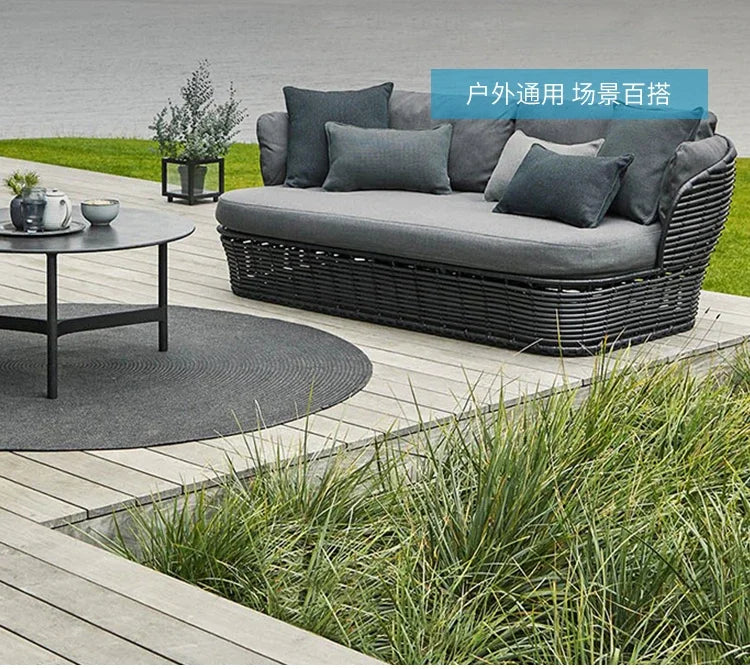 Nordic Hotel Outdoor Rattan Garden Sofas B&B Villa Garden Simple Courtyard Waterproof Sun Protection Lazy Sofa Outdoor Furniture