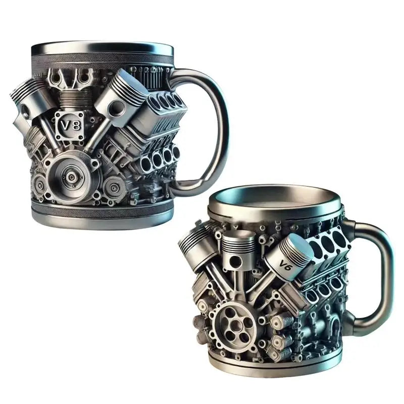V8 Engines Stainless Steel Coffee Mug Creative Resin Water Cup Funny V6 Engines Wine Cup Coffee Cup Water Container Accessories