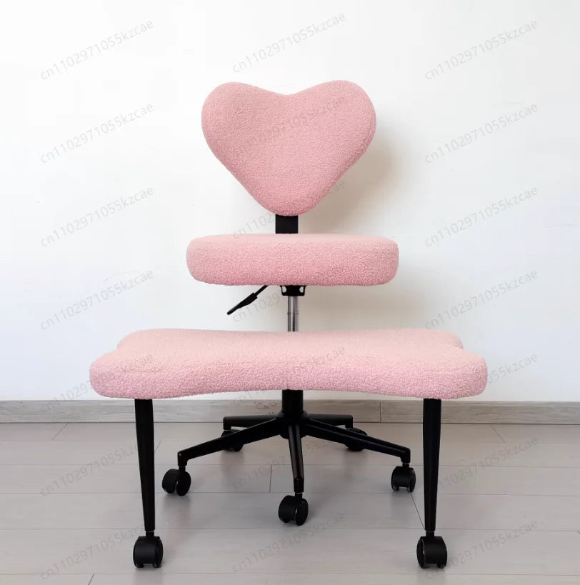 Cross Leg Ergonomic Office Chair with Wheels - Height Adjustable Meditation & ADHD Seat with Removable Footrest