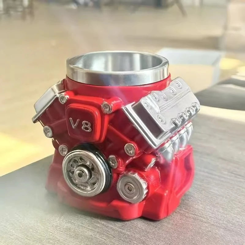 Mechanical V8 V6 Engine Resin Coffee Mug Personalized Inner Liner Simple Design Kitchen Bar Home Gift Idea