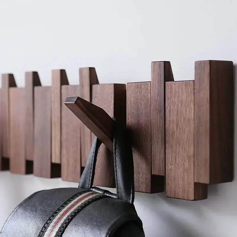 Black Walnut Coat Rack Wall Mounted Solid Wood Clothes Hooks Hallway Entrance Door Hanger Home Decor Ds Furniture Perchero