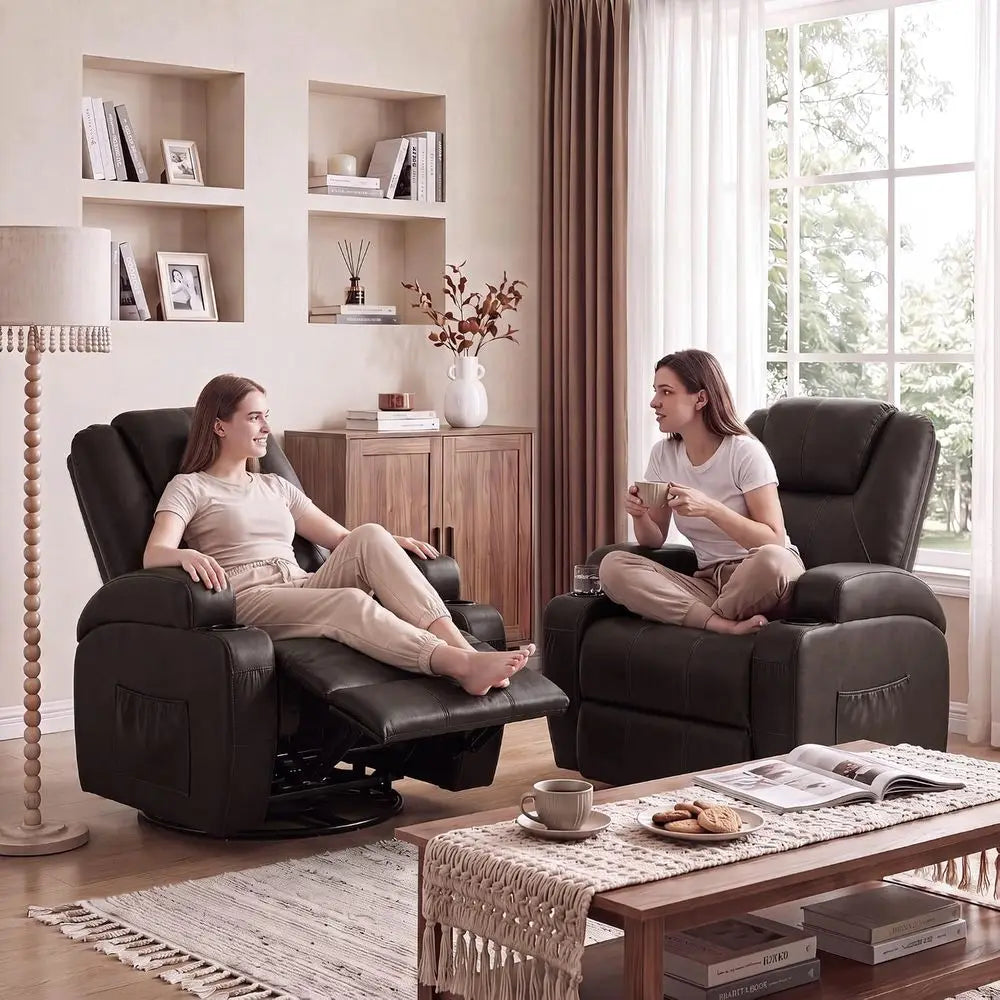 Recliner Chair, 360° Swivel Rocker Chair or Adults with Massage | Rocking Recliner Chair, Comy Single Sofa with Side Pockets and