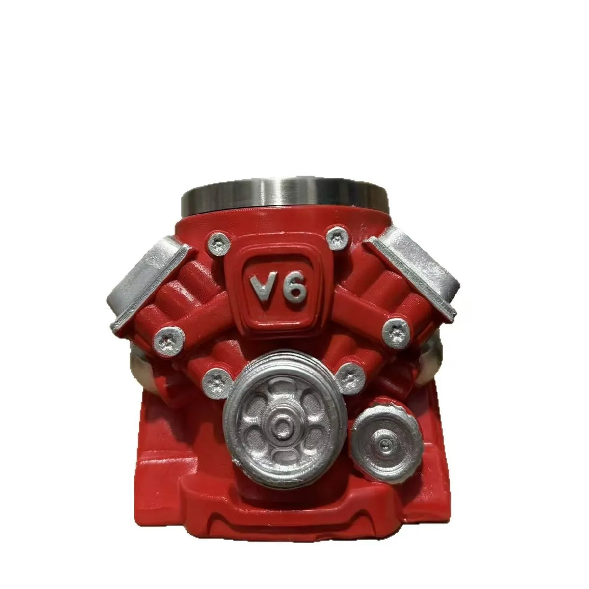 V8/V6 Engine Shape Coffee Mug Creative Stainless Steel Liner Car Enthusiast Gift Red Mechanical Style Cup