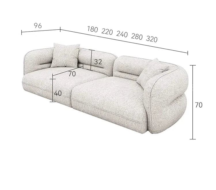 New arrive Nordic cream fabric sofa curved living room small apartment minimalist lamb wool three-person straight sofa