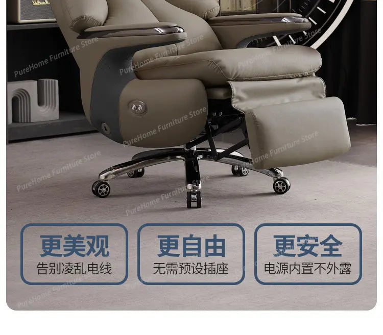 Smart Electric Executive Office Chair with Ventilation - Reclining Massage CEO Chair for Home Professional Use Furniture