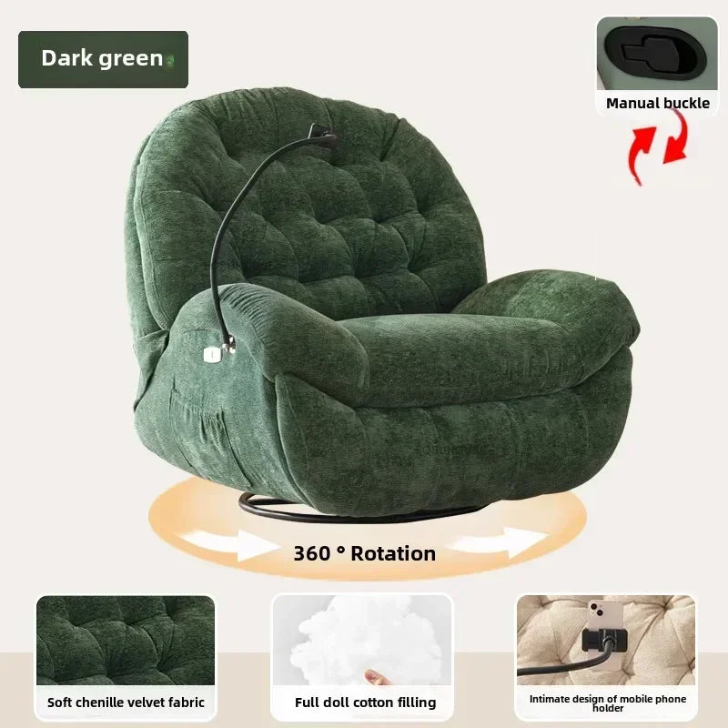 Modern Fabric Living Room Sofas Designer Living Room Furniture Leisure Lazy Sofa Bed Rocking Chair Nordic Home Rotating Recliner