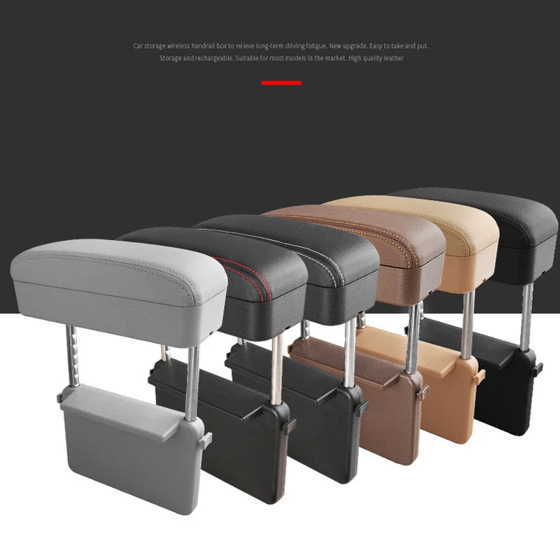 Car Seat Gap Armrest Box Height Adjustable Auto Elbow Support Arm Rest Cushion, PU Leather Car Center Console Storage Organizer