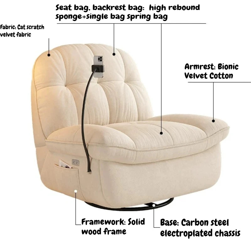 Living Room Single Sofa Fabric Living Room Multi Functional Rocking Chair Lazy Sofa Floor Seat Chaise Lounges Hotel Furniture
