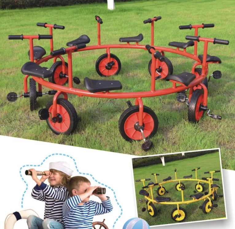 Kindergarten multi-person rotating bicycle, three or four people six people eight people outdoor bicycle transfer