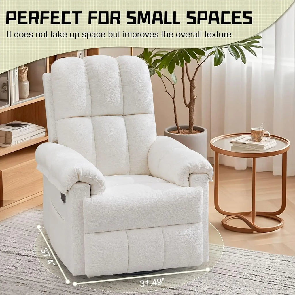 Manual Upholstered Swivel Rocker Recliner,Compact Small Space Reclining Chair For Adults, Custom