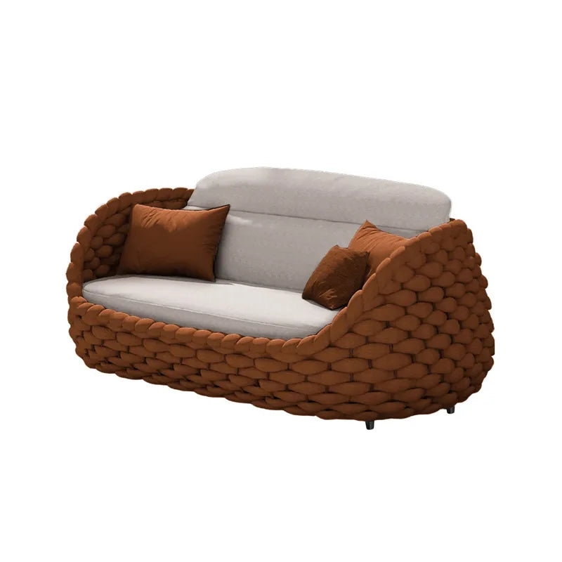 `Outdoor Rattan Sofa Coffee Table Set Waterproof UV Resistant Villa Courtyard Garden Terrace Leisure Wicker Patio Furniture`