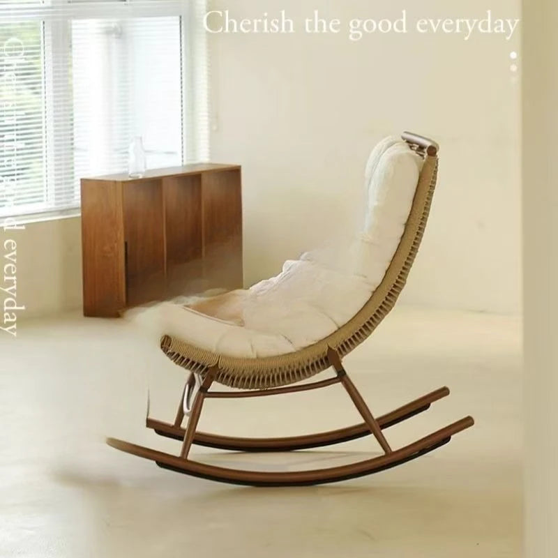 Rocking Chair Reclining Chair Adult Garden Balcony Household Nap Lazy Rocking  Elderly  Outdoor Garden Rattan Ch
