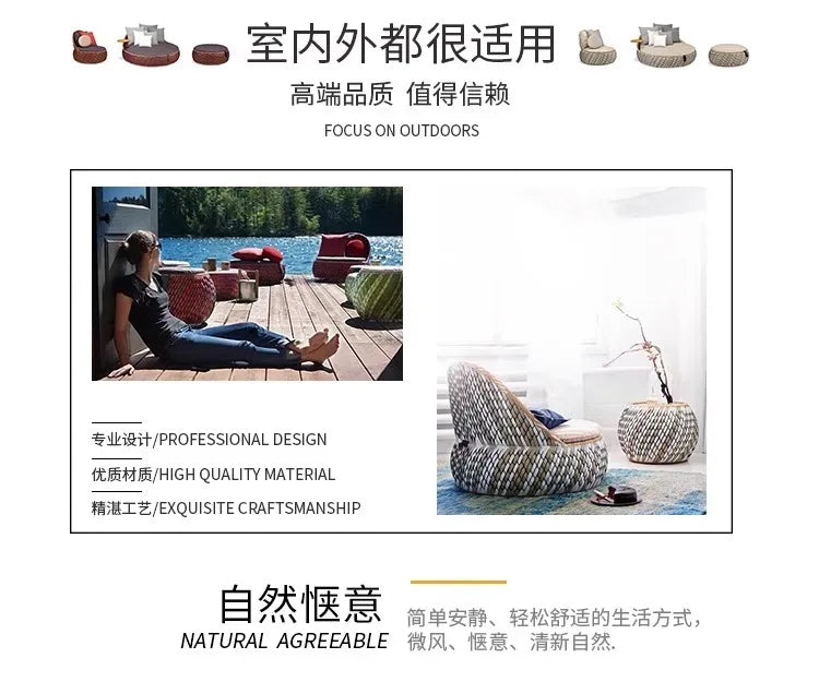 Outdoor rattan weaving leisure creative balcony small furniture outdoor courtyard garden tea table combination